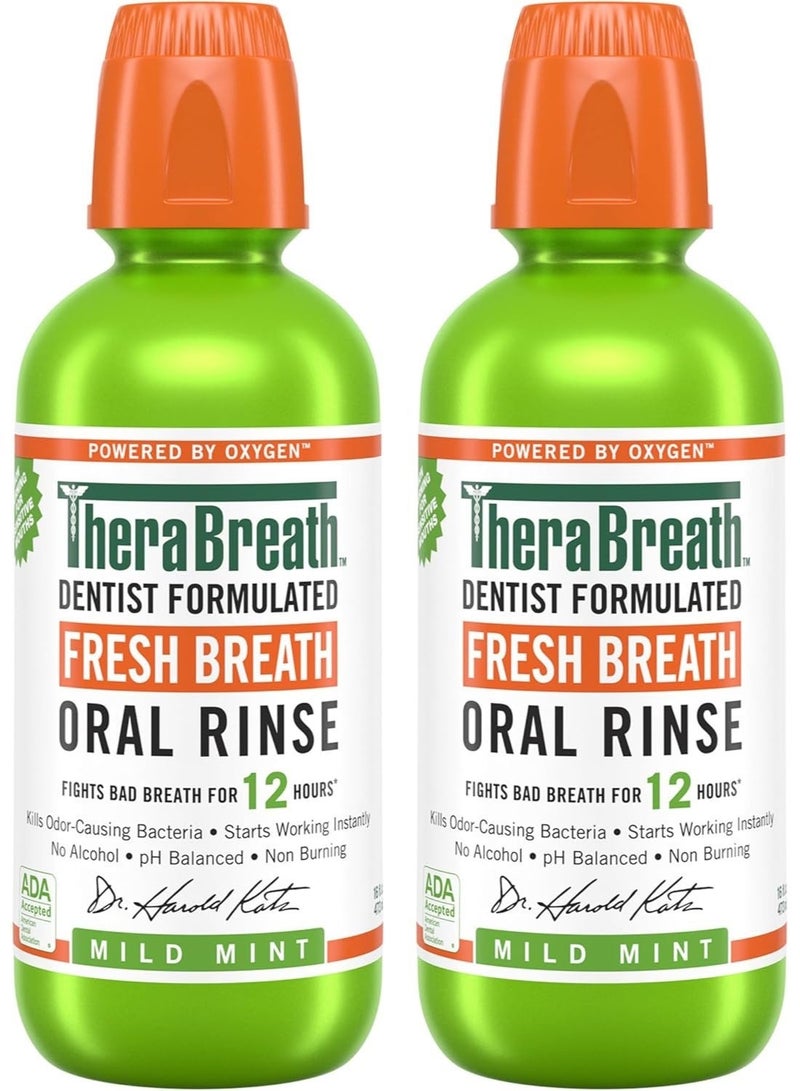 Fresh Breath Oral Rinse  Mild Mint, Pack of 2 for Continuous Fresh Breath